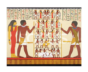HT008844~Wall-Painting-of-Egyptian-Pharaoh-and-Hieroglyphics-from-Tomb-24-Posters